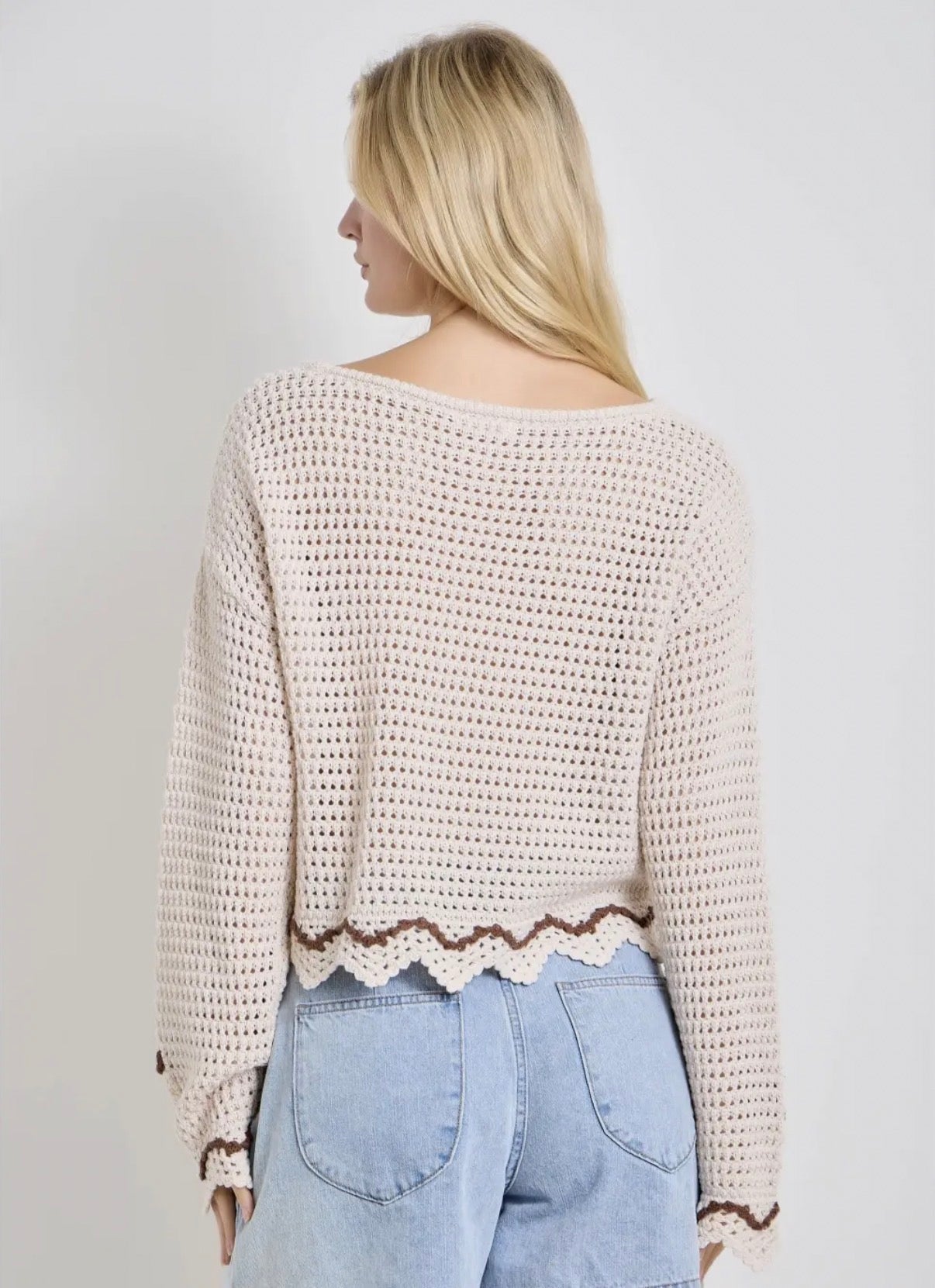 Flower Detail Crochet Sweater