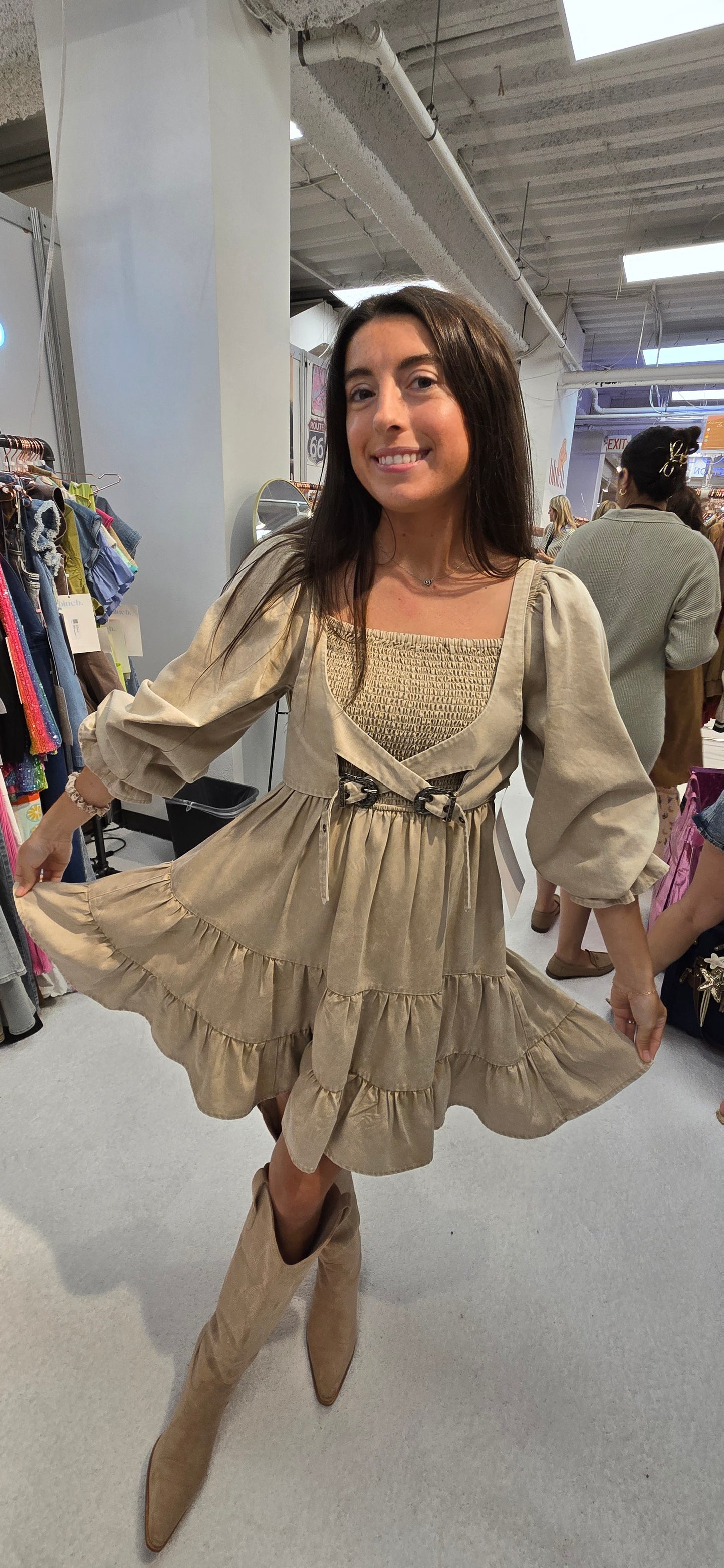 Tiered Mini Dress With Vest