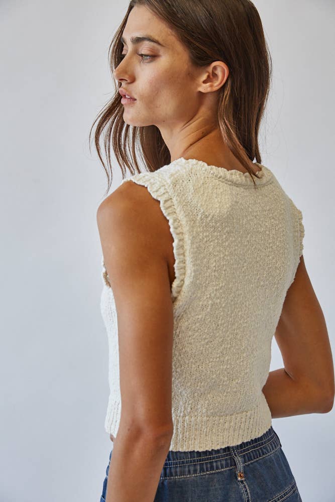 Snuggly Cotton Button Knit Vest