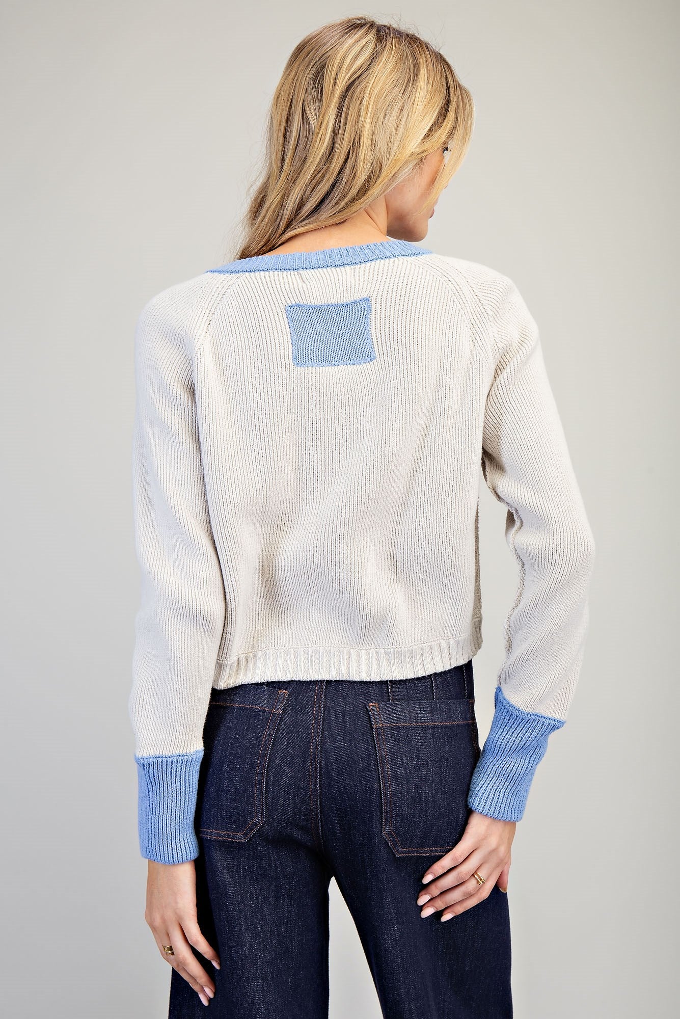 Colorblock Cropped Cardigan