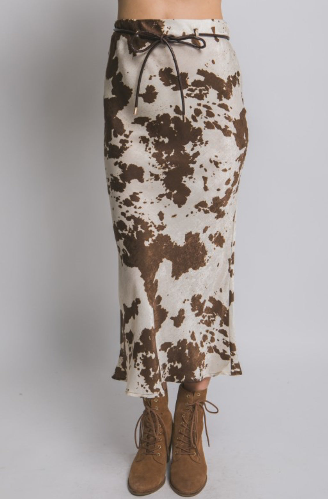 Cow Print Midi Skirt
