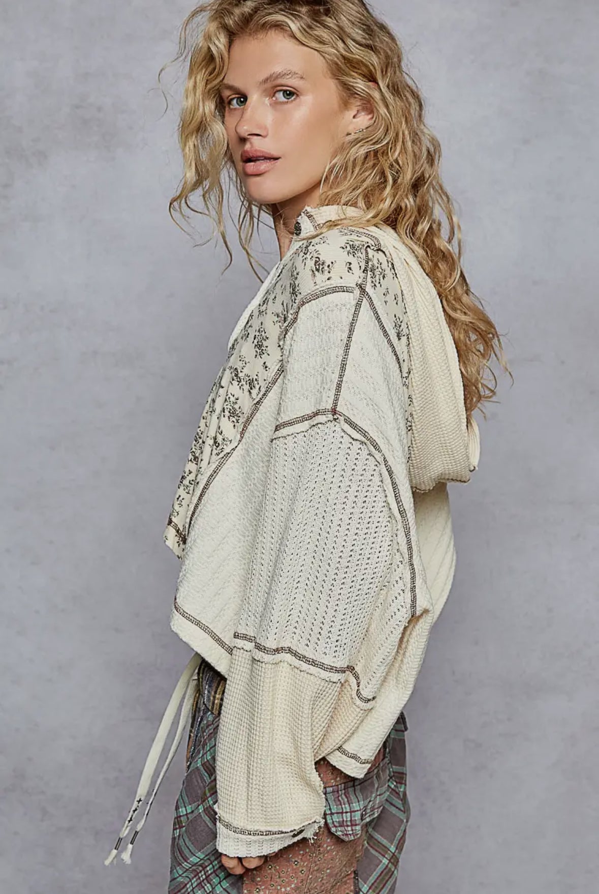 Balloon Sleeve Semi Cropped Knit Top