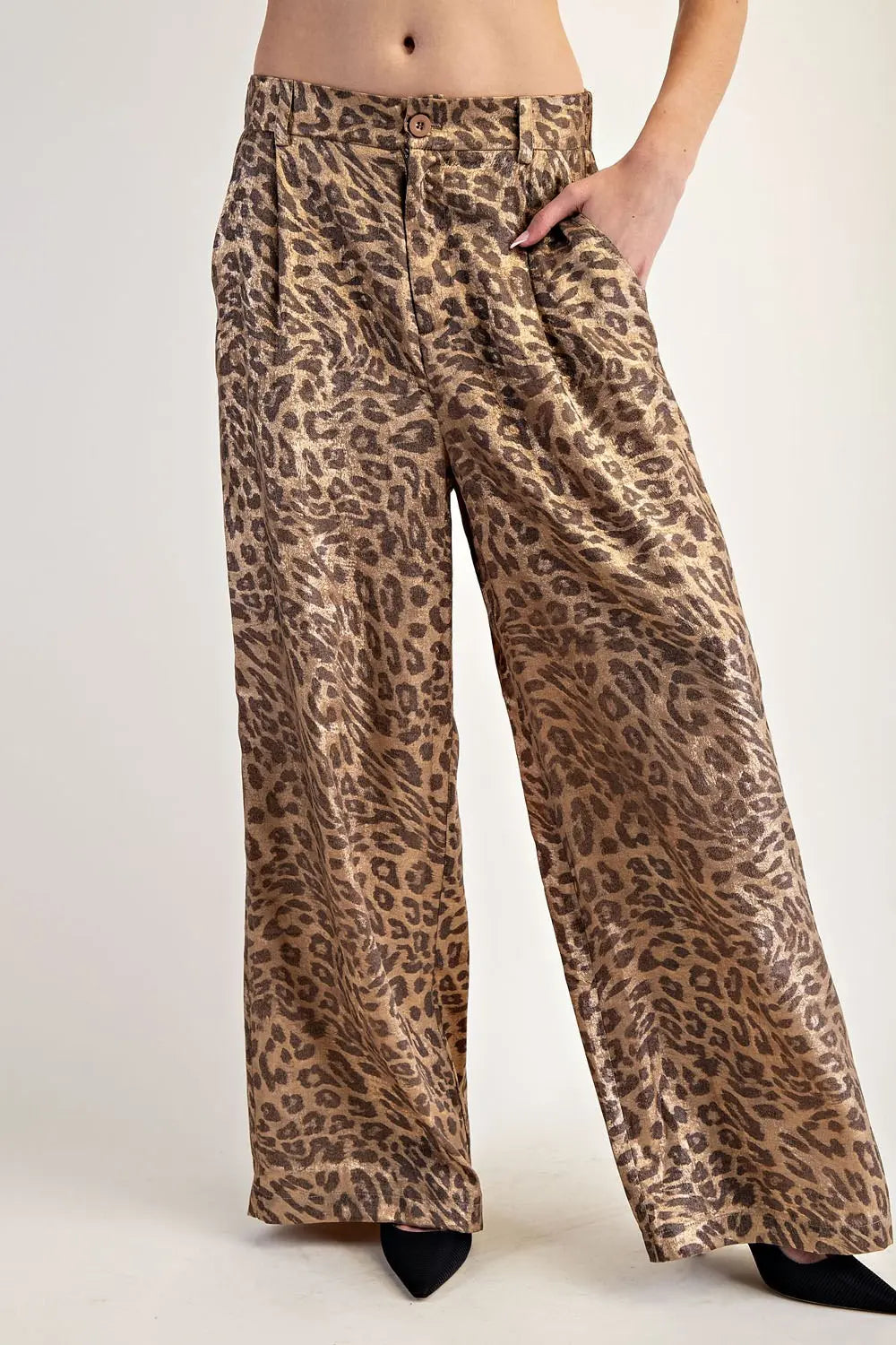 Metallic leopard pants