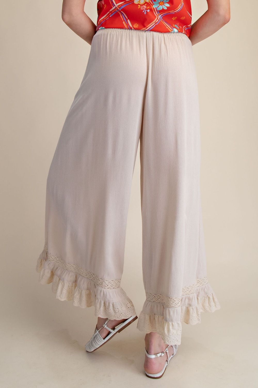 RUFFLE BOTTOM GAUZE PANTS