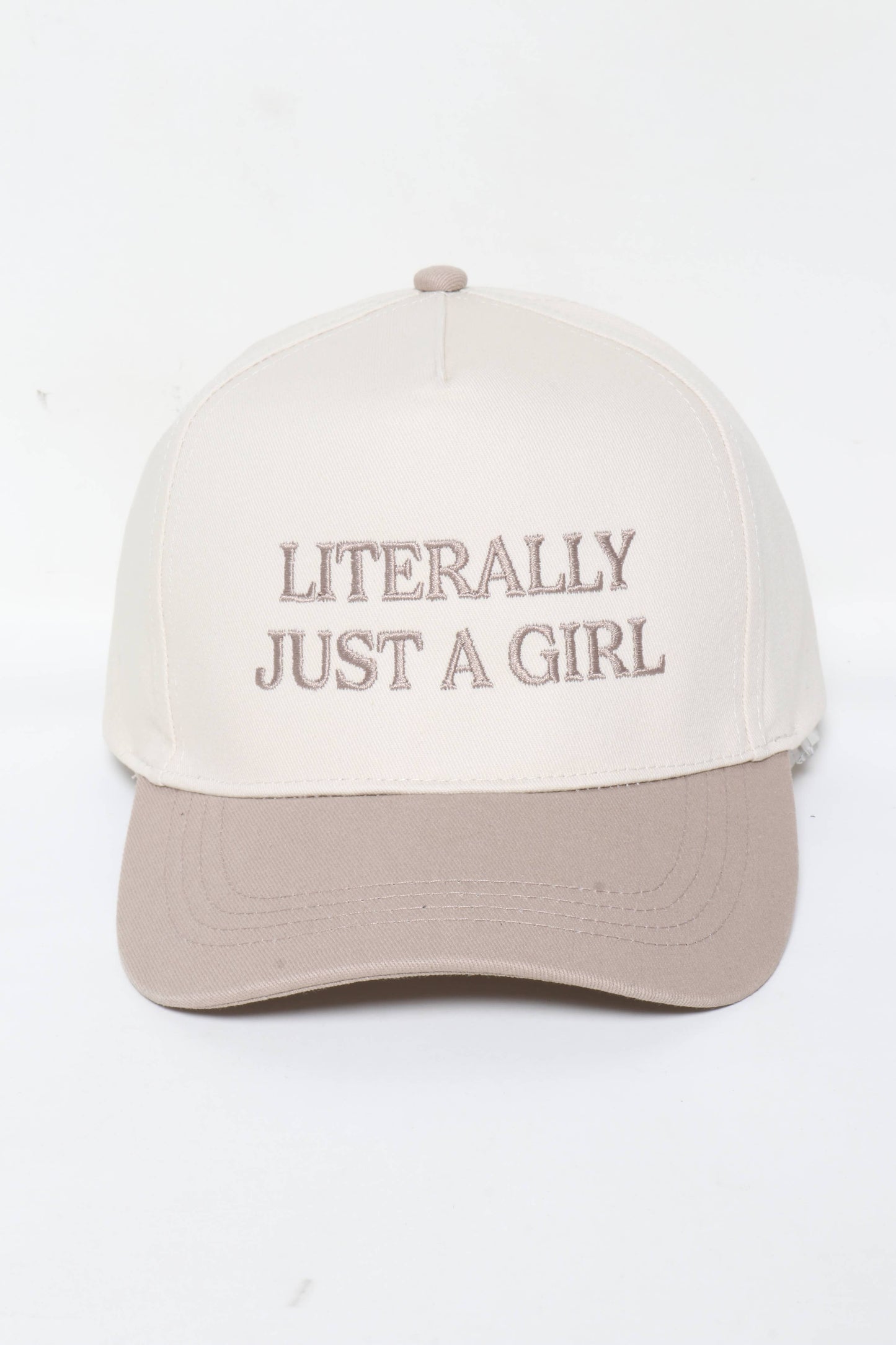 LITERALLY JUST A GIRL Embroidery Two Tone Baseball Cap