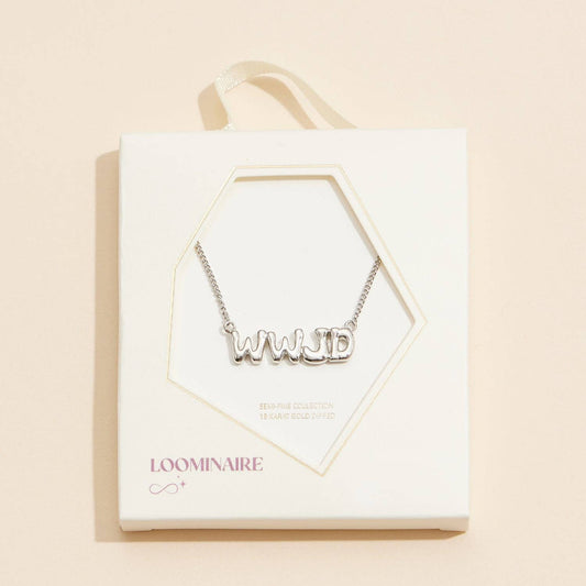 WWJD What Would Jesus Do 18K Gold Necklace: White Gold