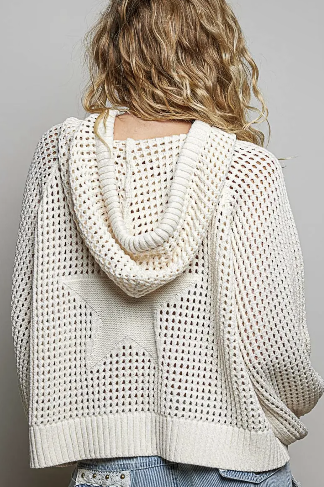 Star Lace Patch Rib Band Raglan
Hoodie Chenille Sweater