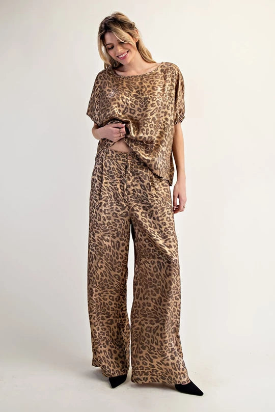 Metallic leopard pants