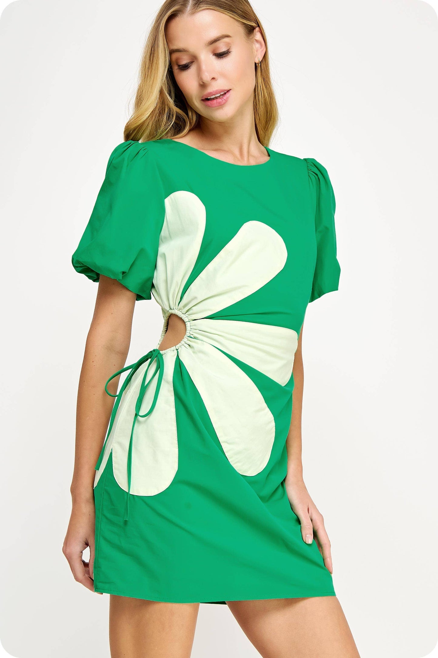 Side Cut-Out Flower Detail Mini Dress