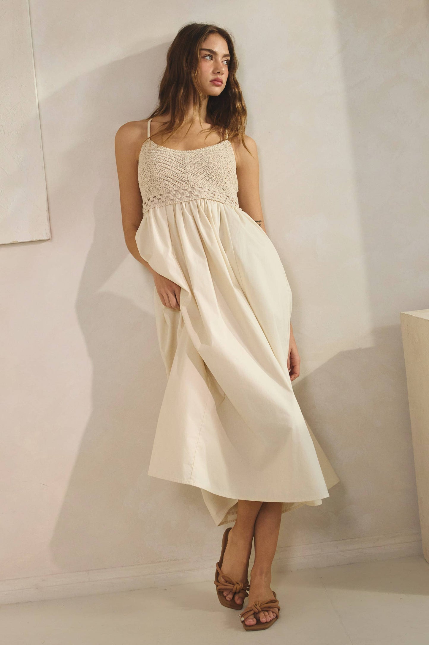 Haze Crochet Knit Contrast Midi Dress