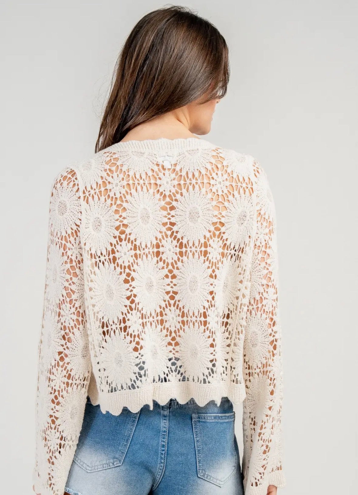 Crochet open front cardigan