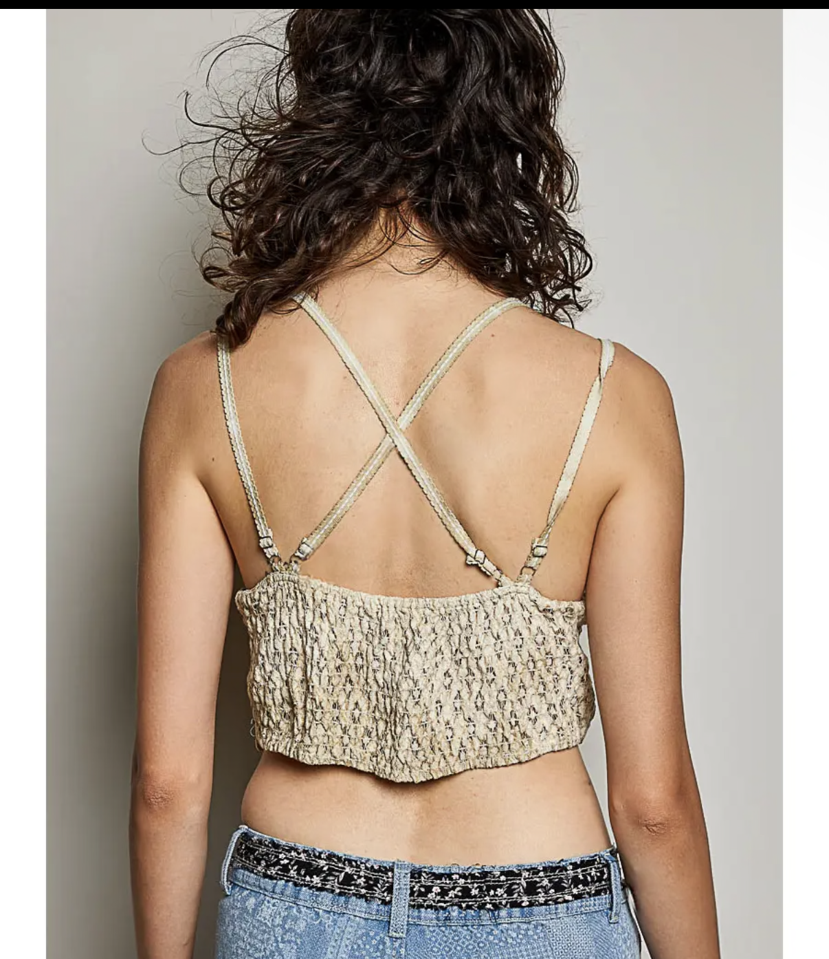 Lace Crochet Bodice Smock Band
Cross Strap Bralette Top