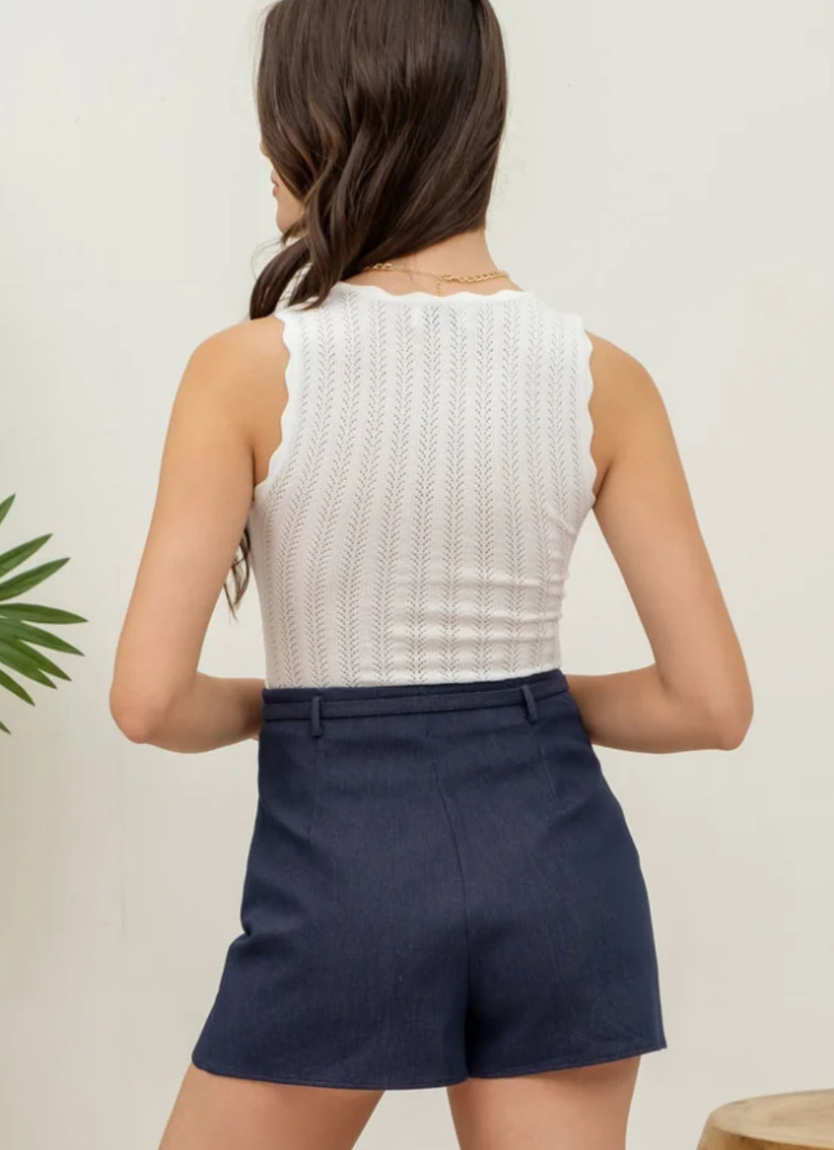 Scalloped Eyelet Knit Tank Top