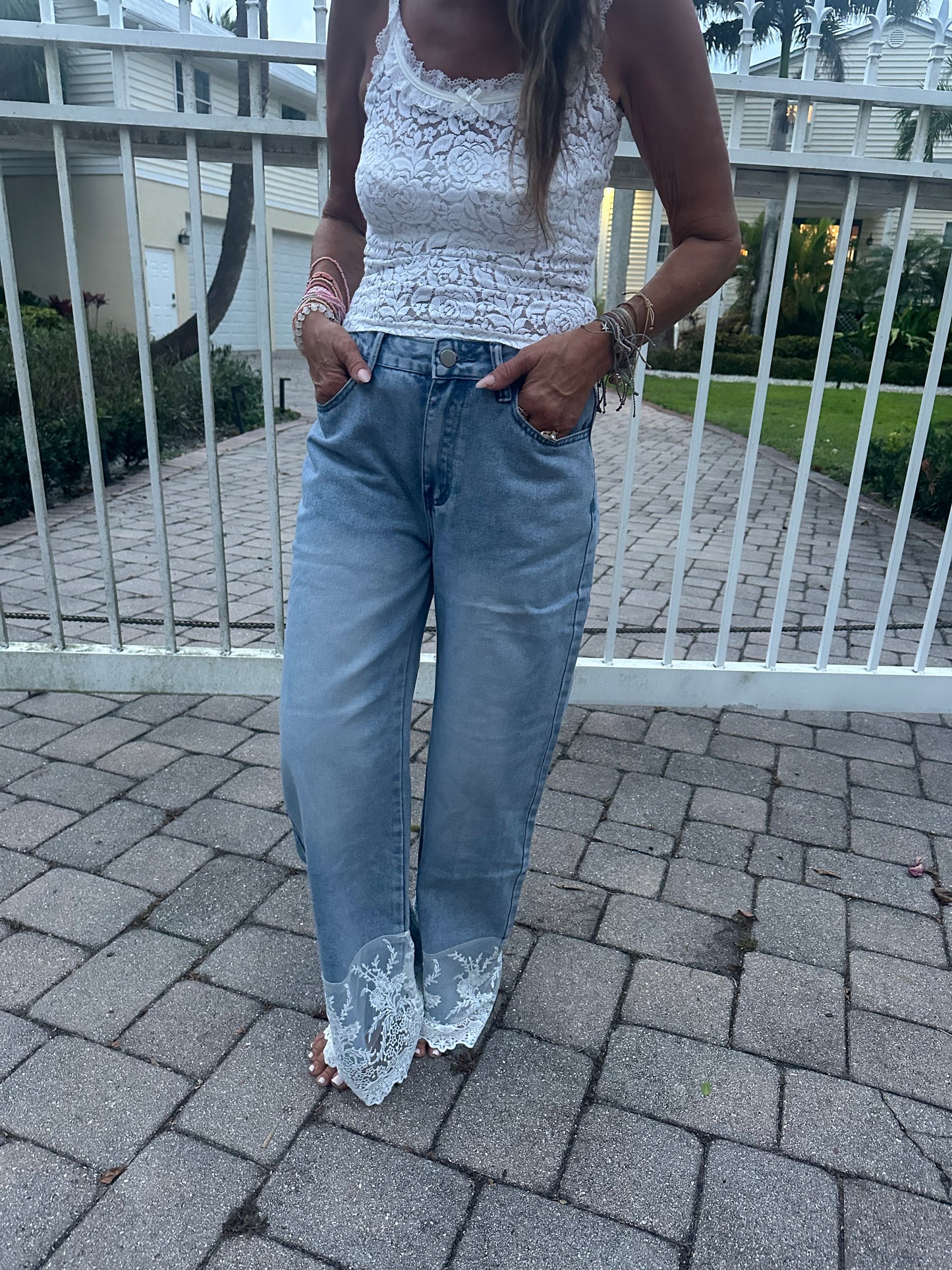 Lace Wide Leg Denim