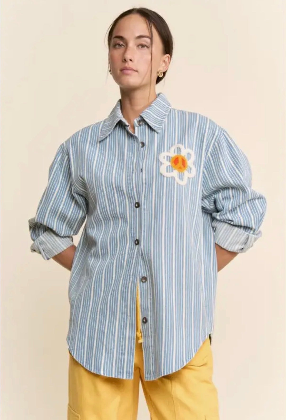 Peacemaker Striped Denim Button Up