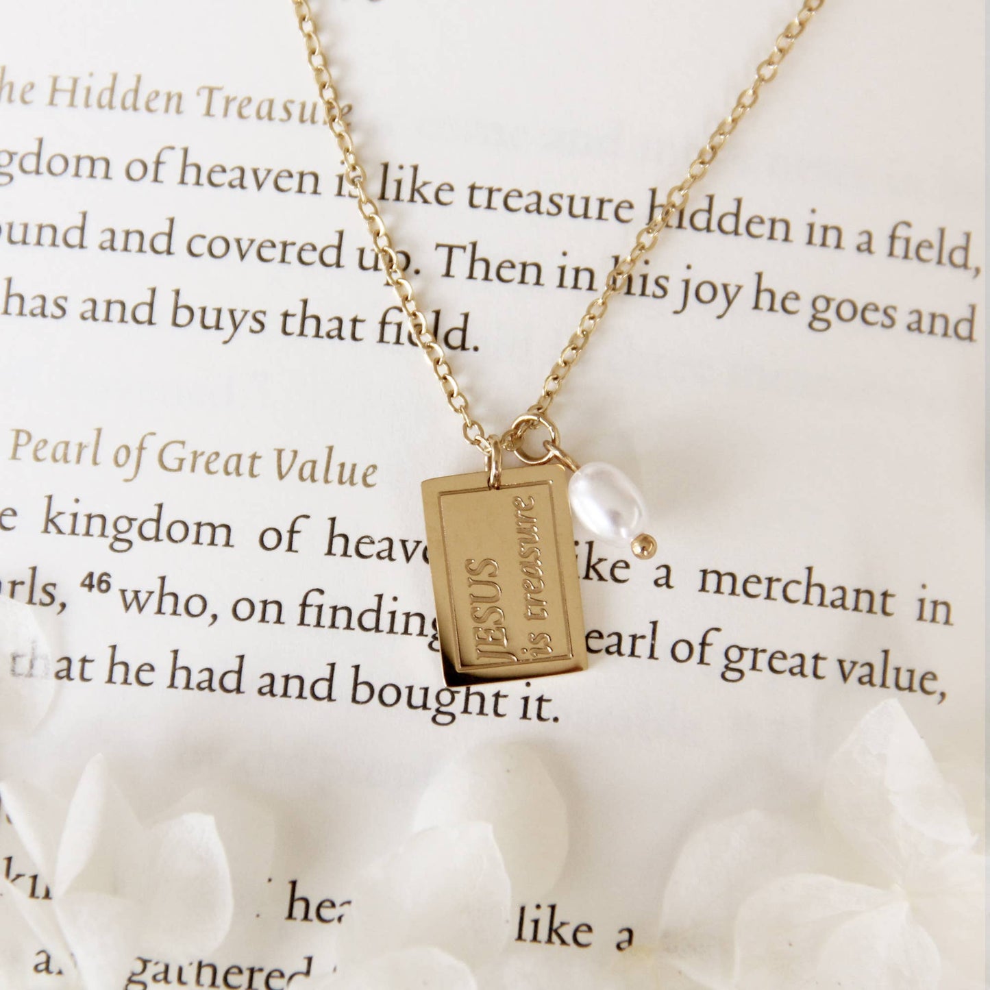 Jesus is Treasure Necklace, Matthew 13:45-46: Yellow Gold