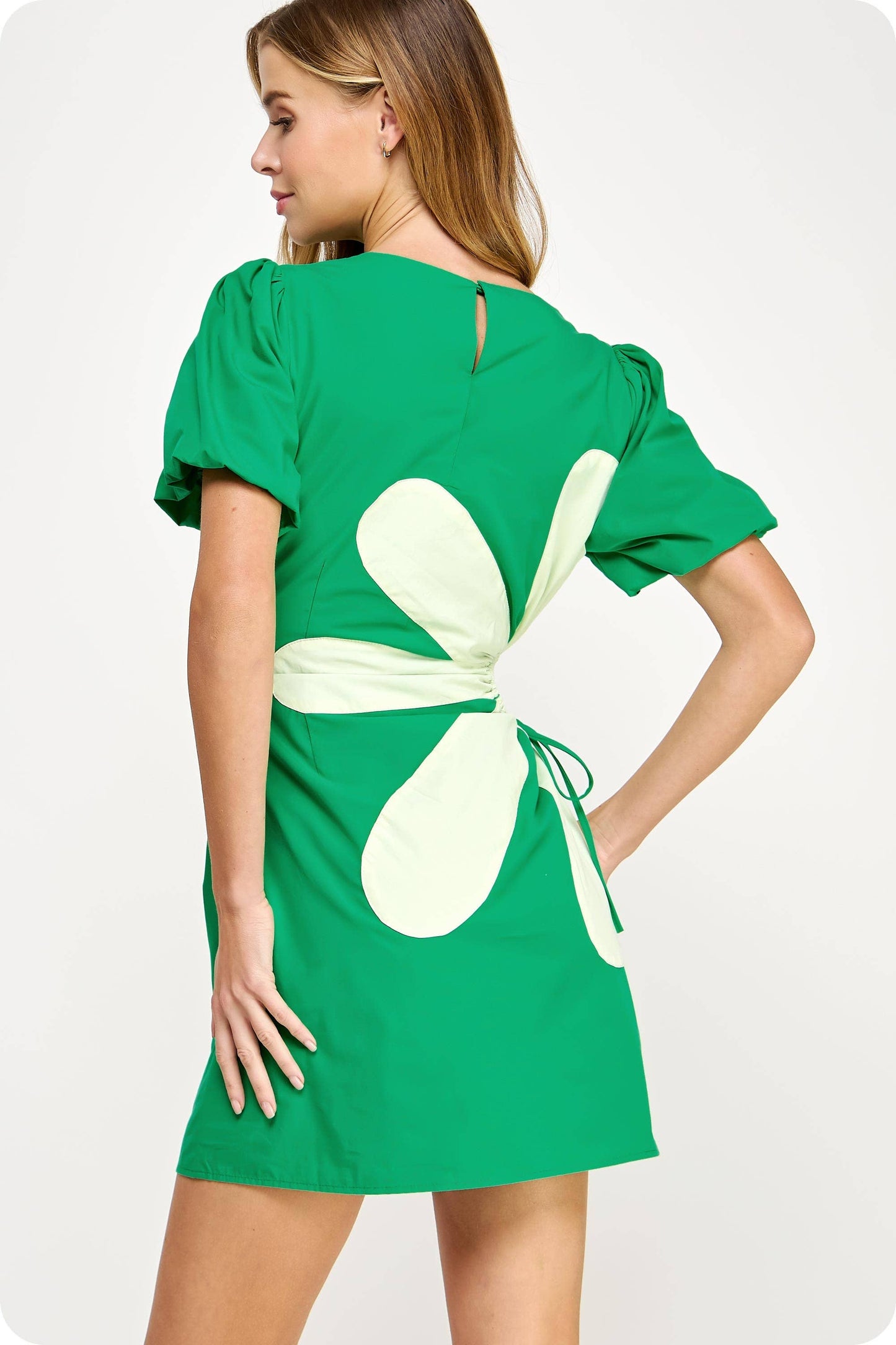 Side Cut-Out Flower Detail Mini Dress