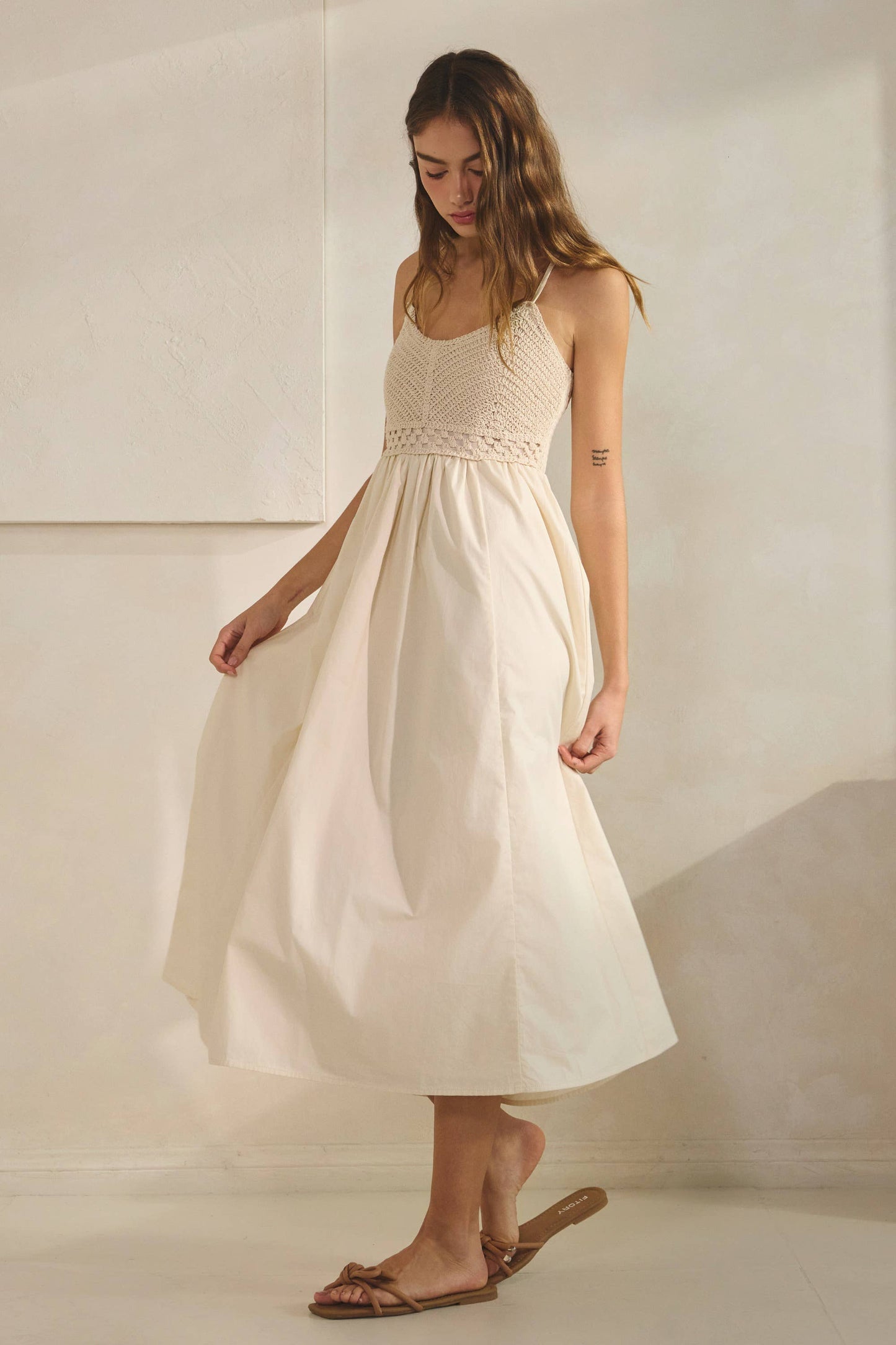 Haze Crochet Knit Contrast Midi Dress
