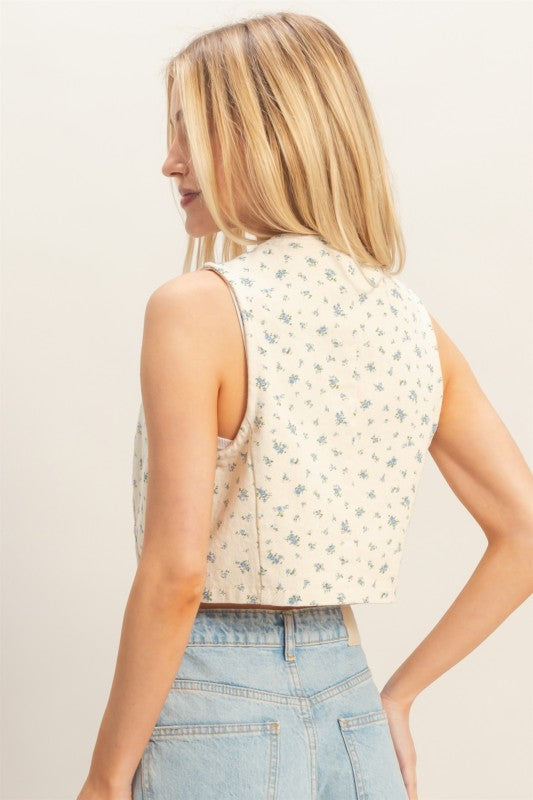 Blue Floral Vest