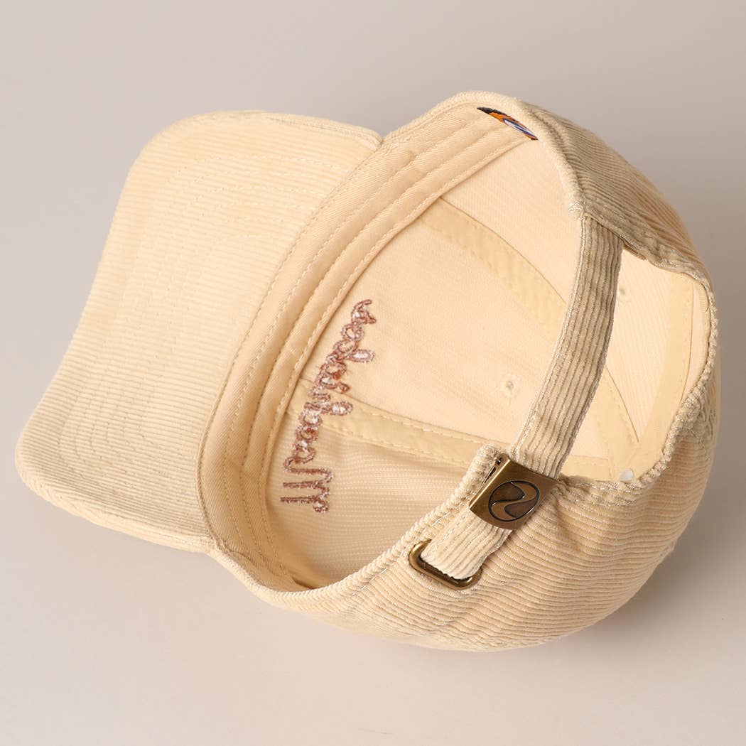 Macchiatos Letter Graphic Embroidery Corduroy Cap