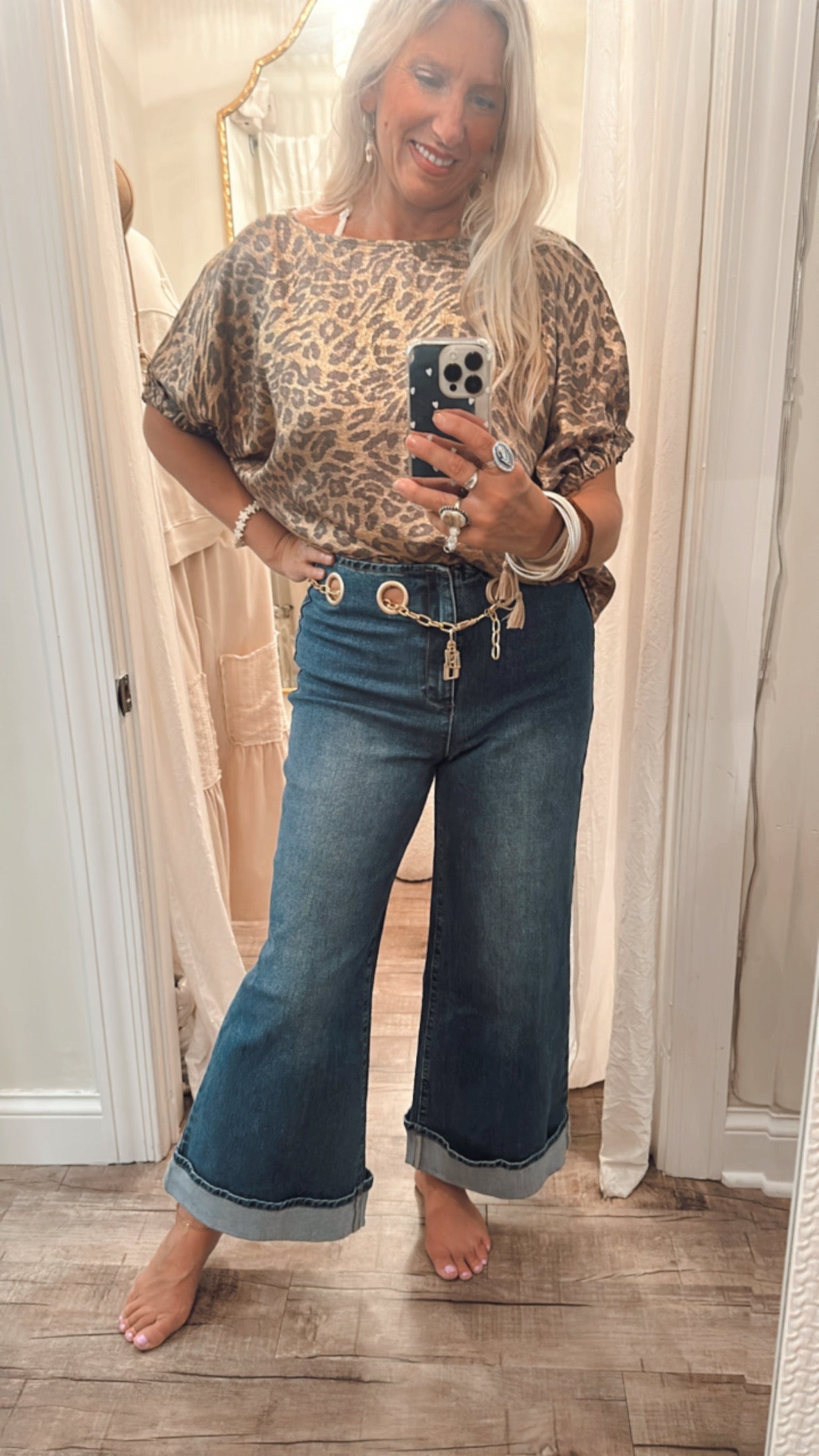 Metallic Leopard Printed Blouse Top