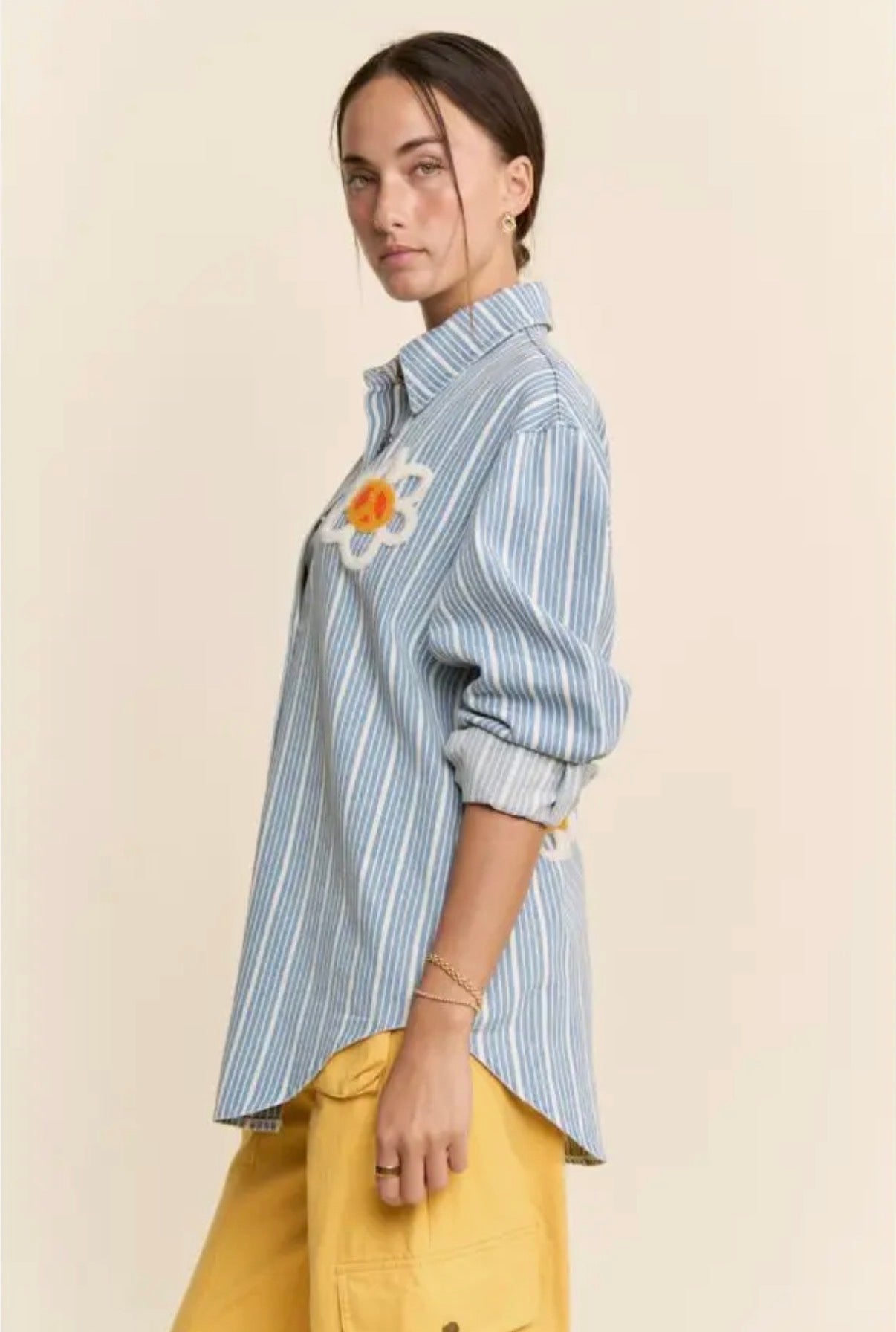 Peacemaker Striped Denim Button Up