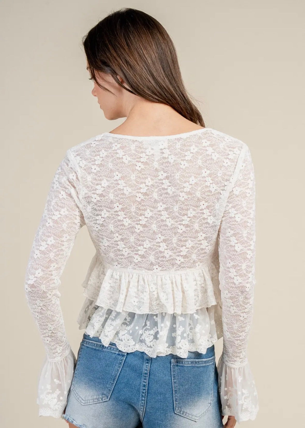 Lace Trimmed Detailed
Front Tie Lace Top