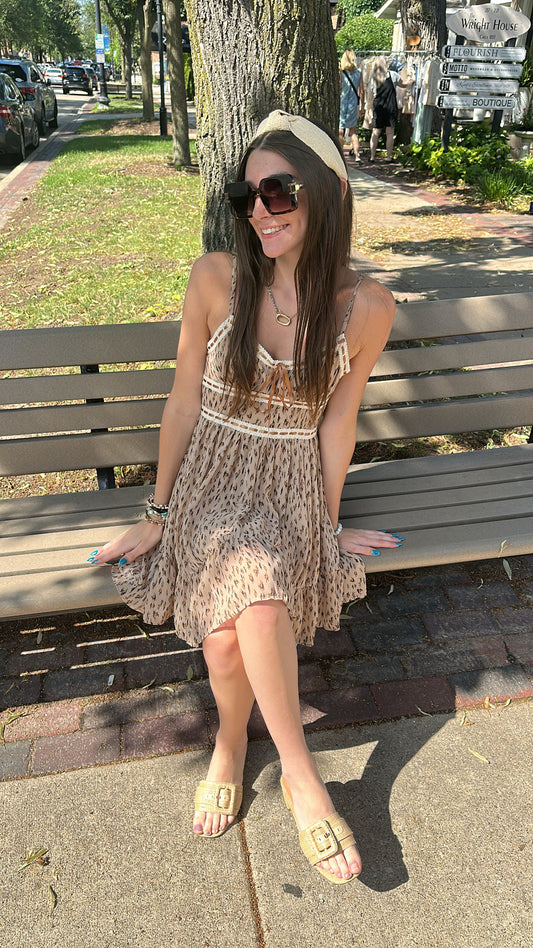 Leopard Chiffon Lace Mini Dress