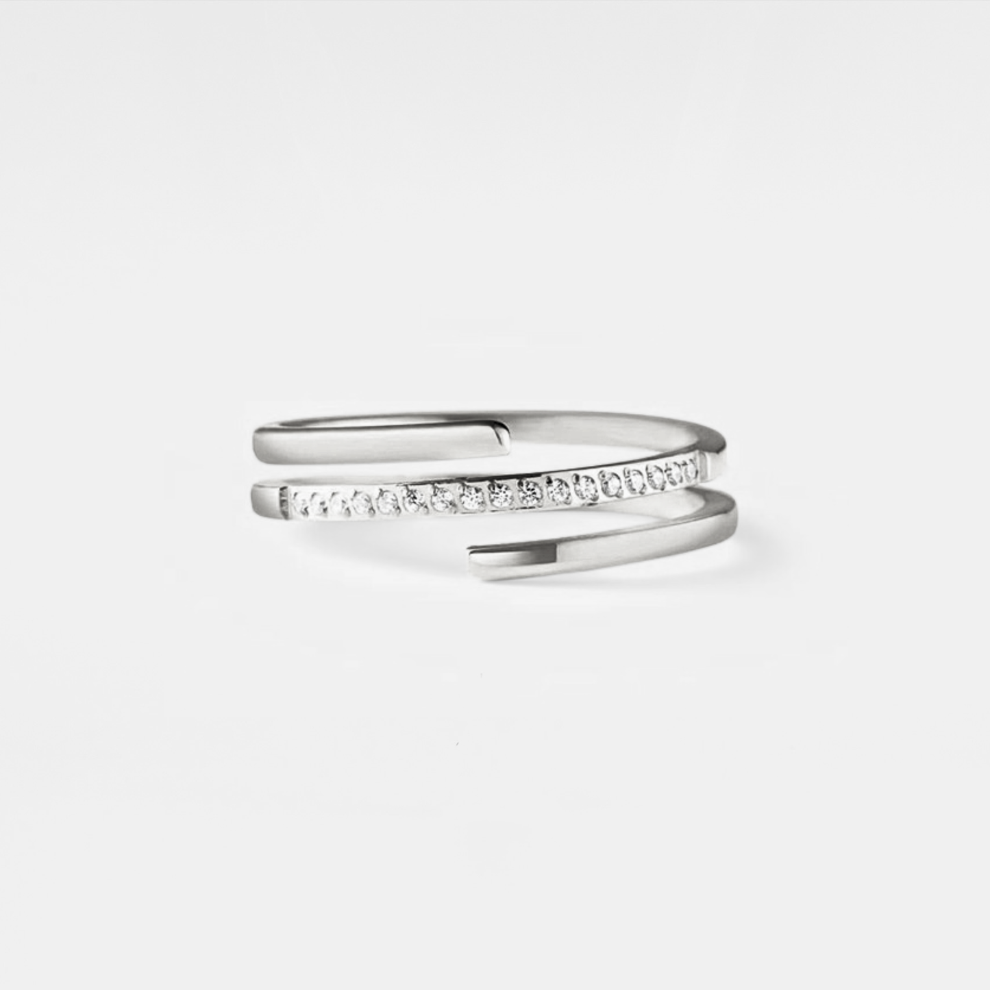 Three Row Stacking Spiral Wrap Ring in 925 Sterling Silver: Silver / 8
