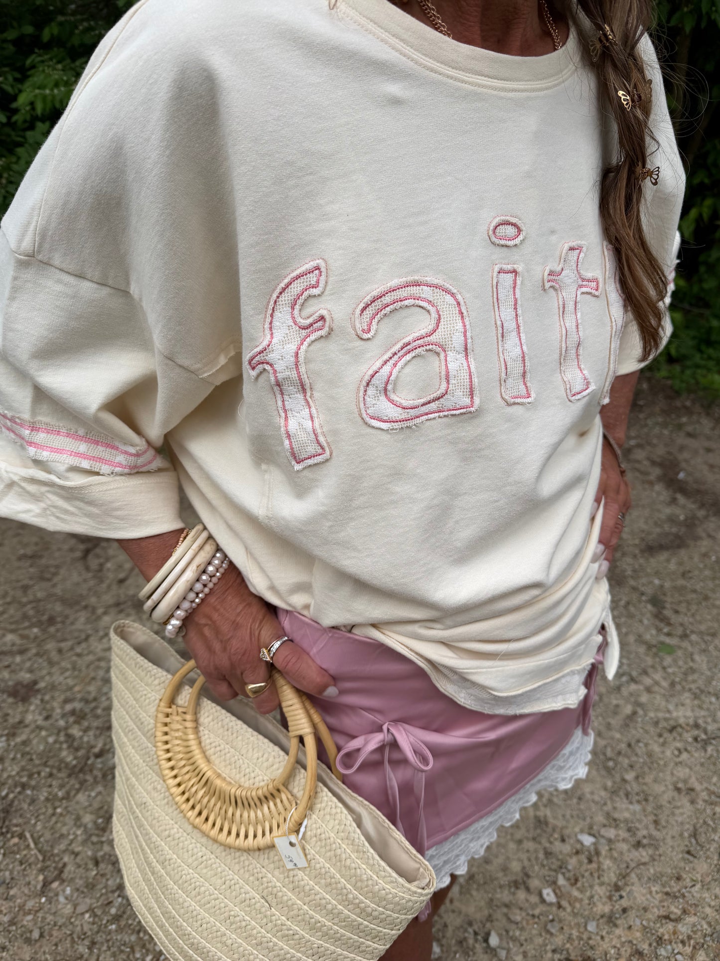 FAITH PATCH FRONT WASHED TERRY PULLOVER