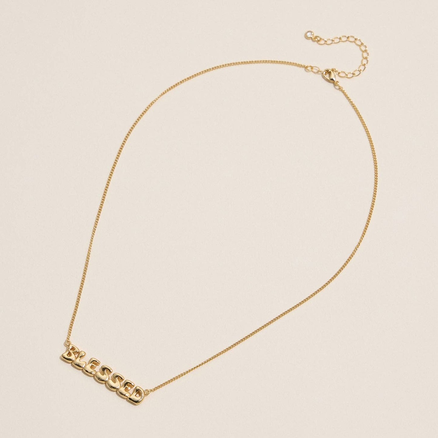 Blessed Bubble Letter Pendant Necklace – Gold  - 18K Gold Dipped