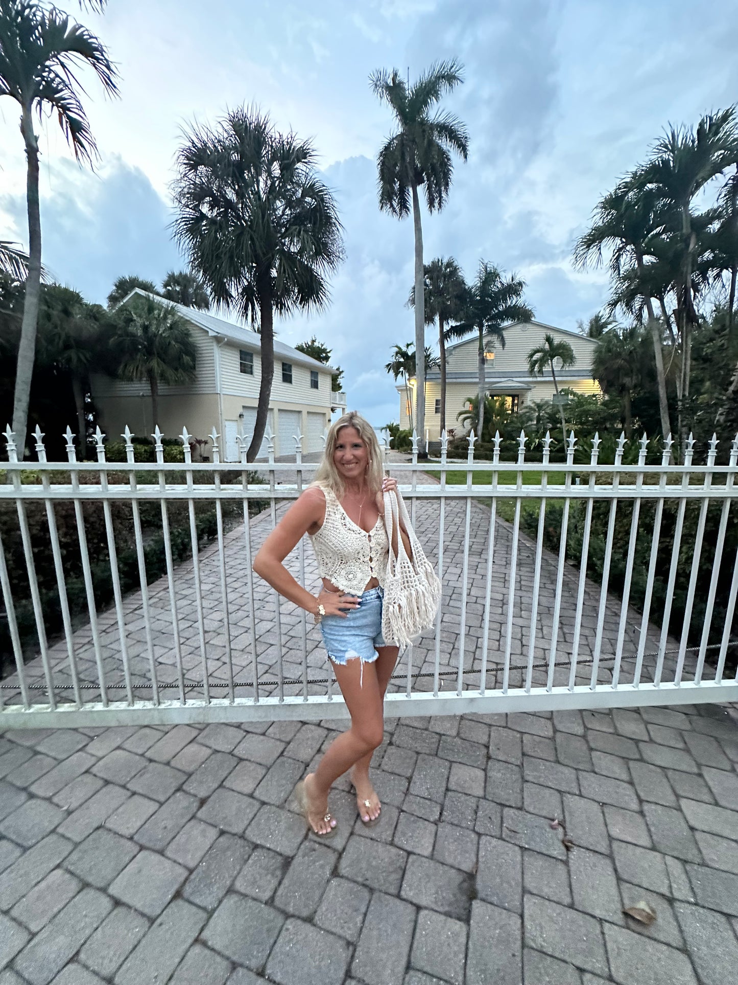 Lace Crochet Button Front Top