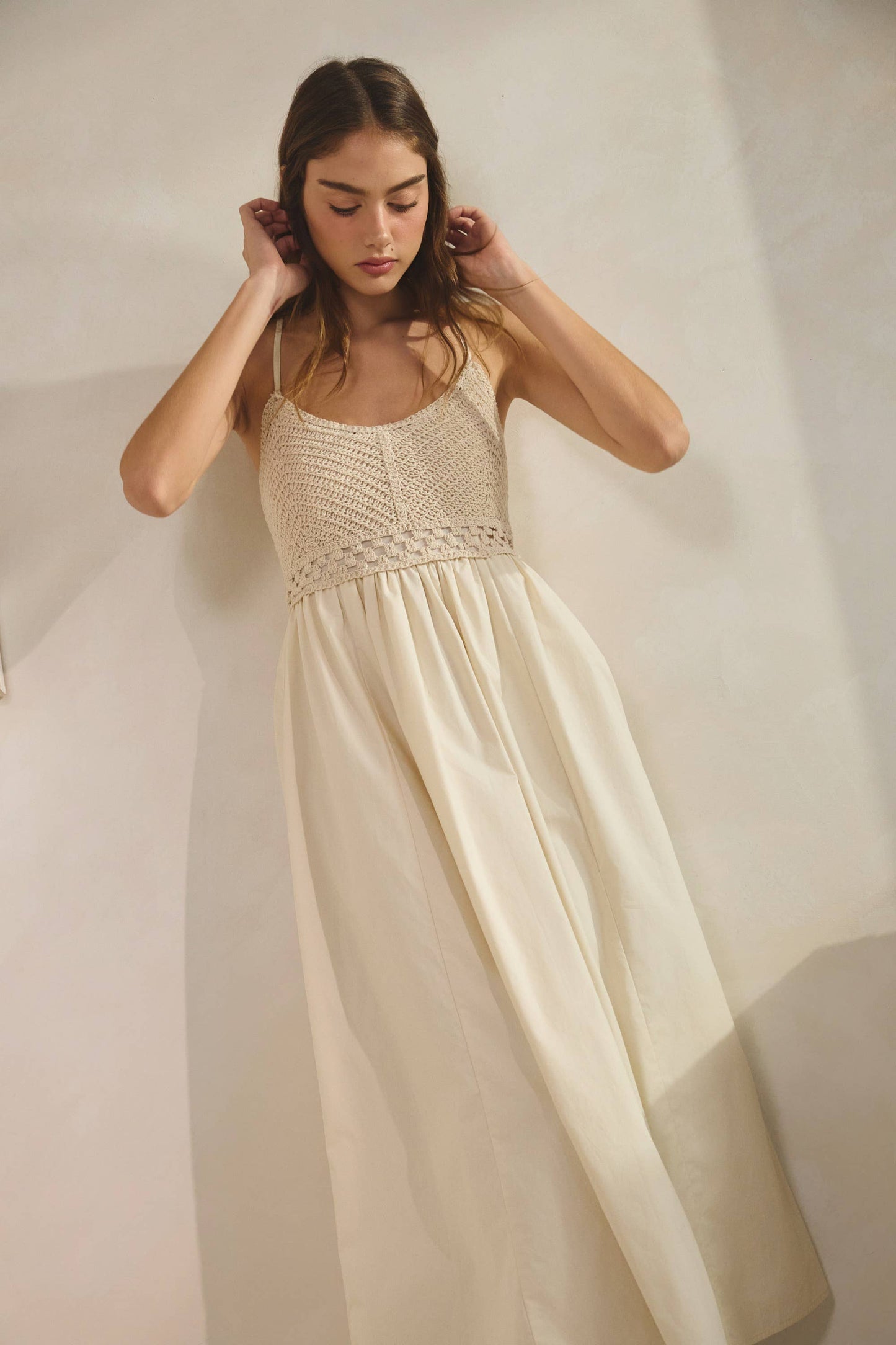 Haze Crochet Knit Contrast Midi Dress