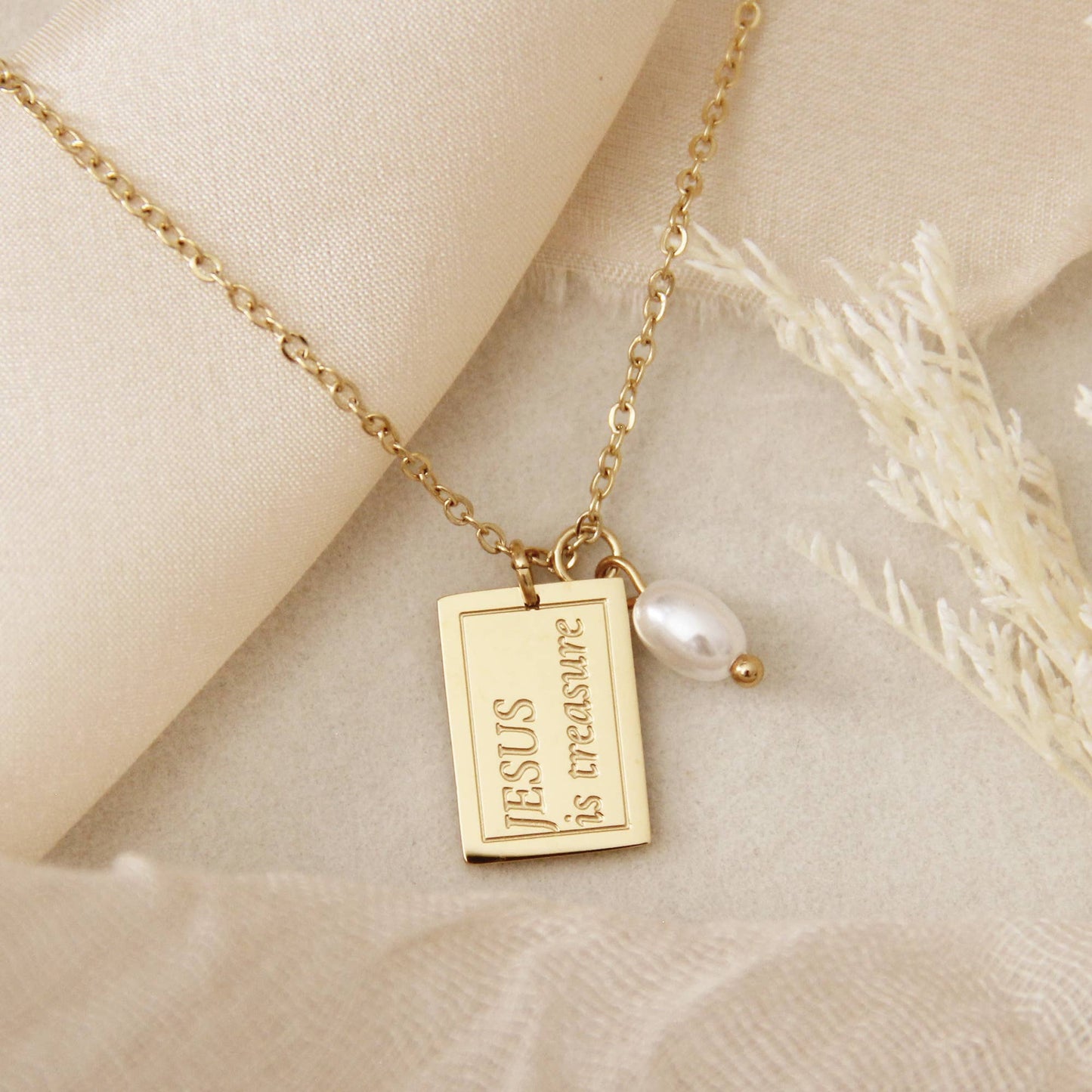 Jesus is Treasure Necklace, Matthew 13:45-46: Yellow Gold