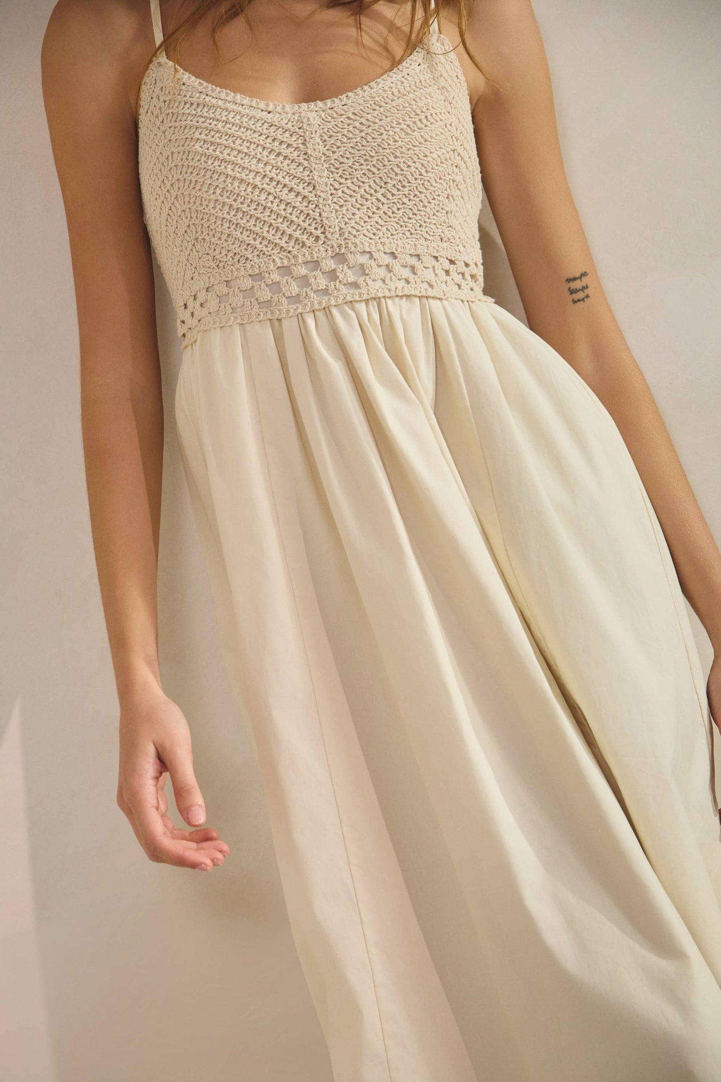 Haze Crochet Knit Contrast Midi Dress