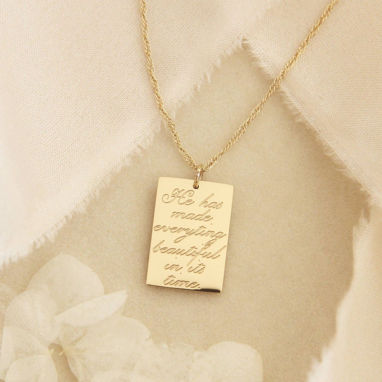 Ecclesiastes 3:11 Necklace, He Has Made Everything Beautiful: Yellow Gold