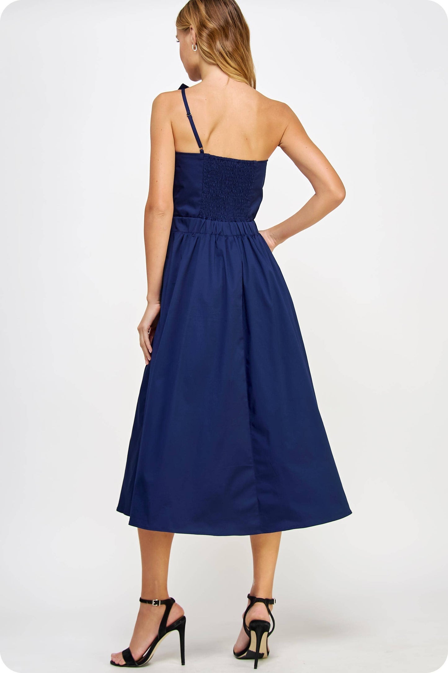 Knotted Flower Bow Midi Dress: Ecru