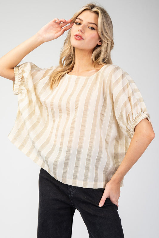 Striped Short Sleeve Blouse