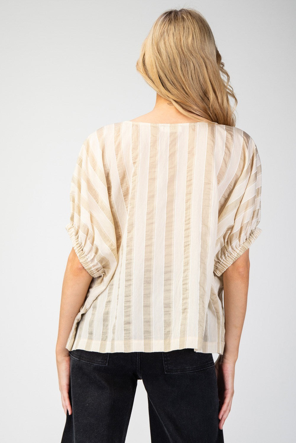Striped Short Sleeve Blouse
