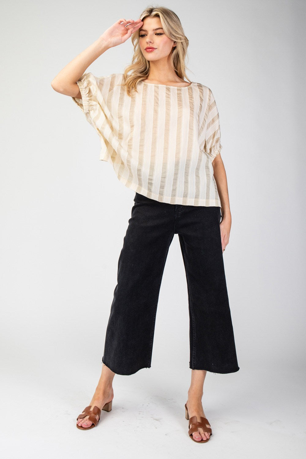 Striped Short Sleeve Blouse
