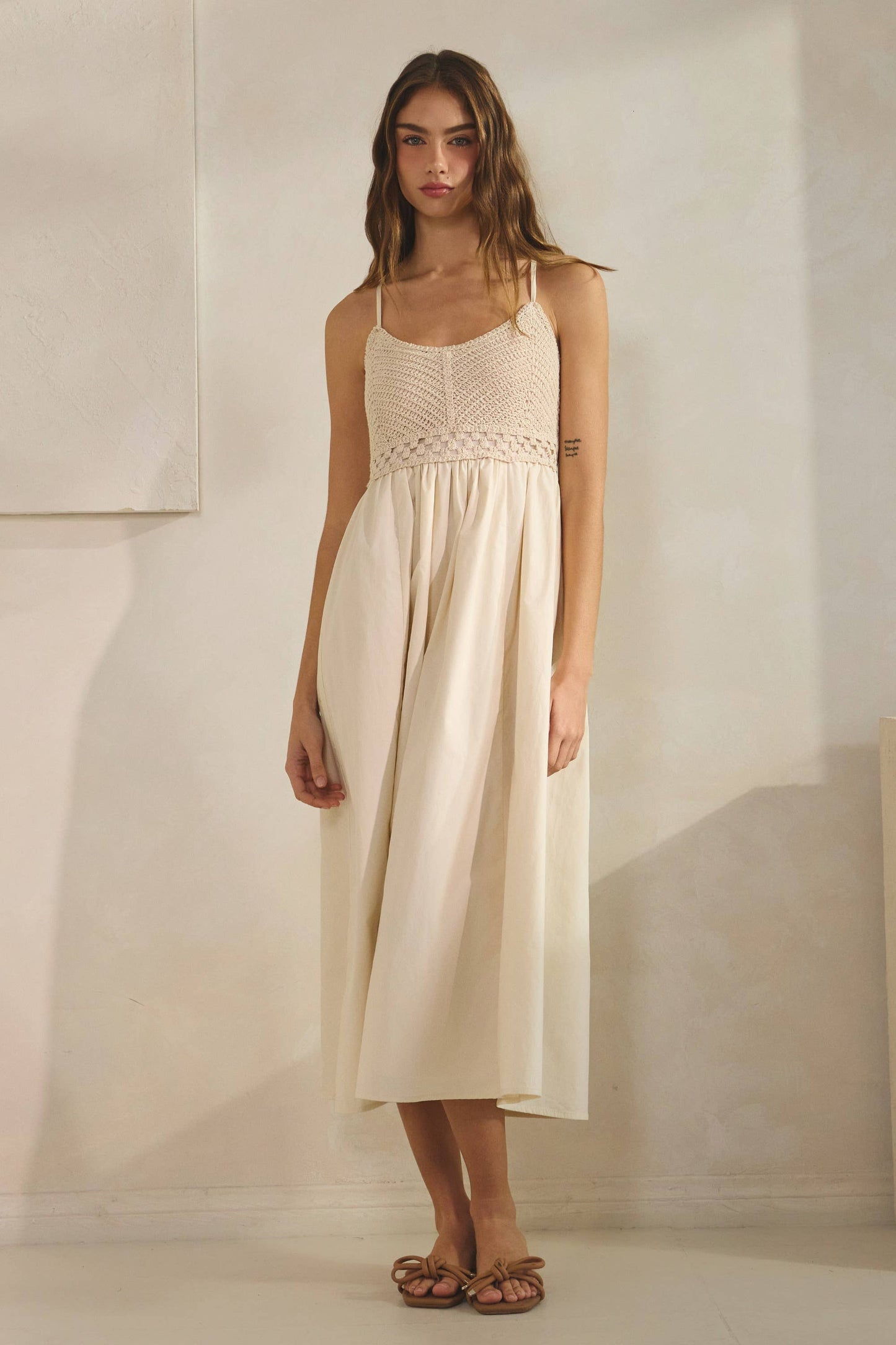 Haze Crochet Knit Contrast Midi Dress