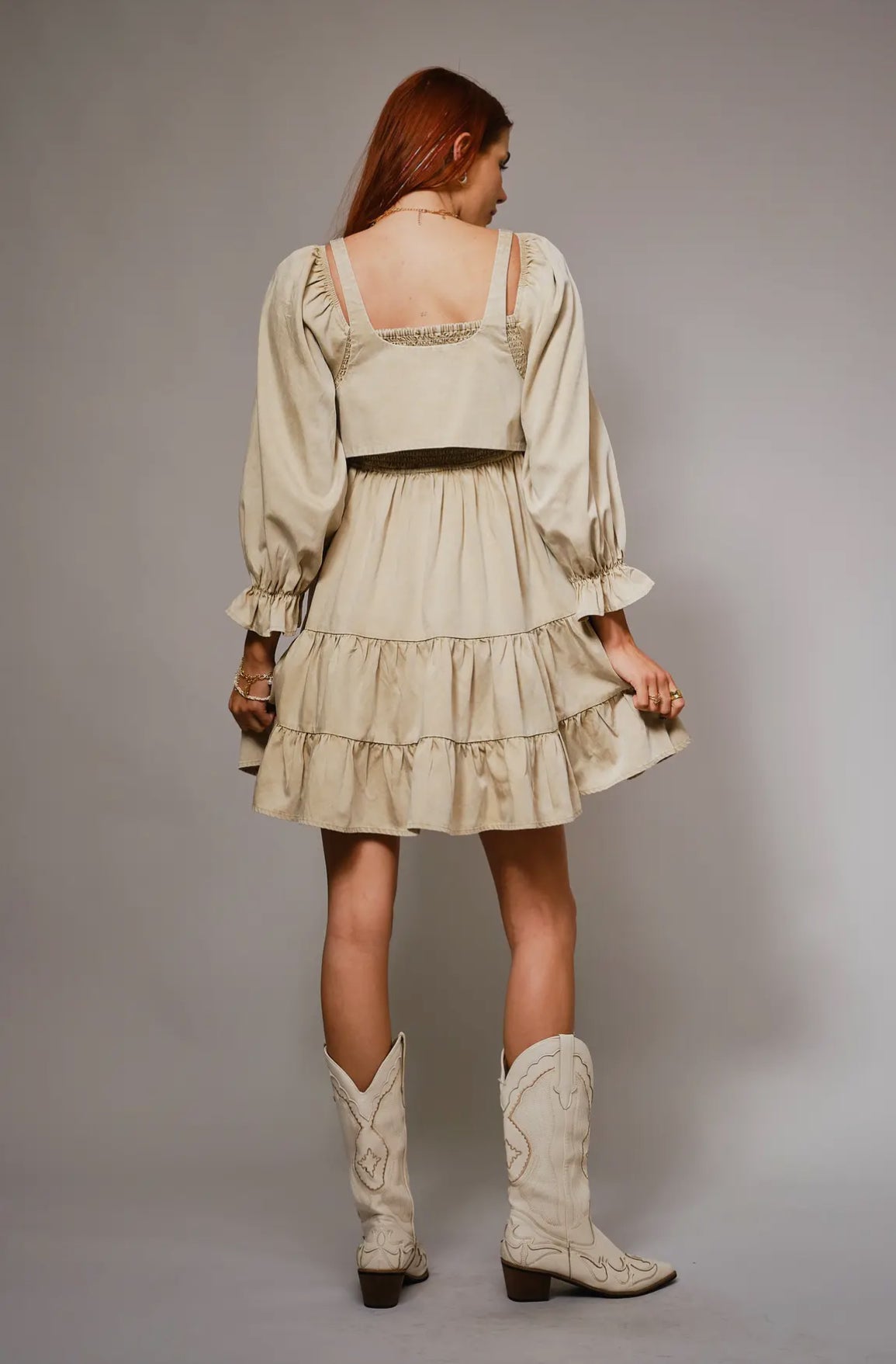 Tiered Mini Dress With Vest