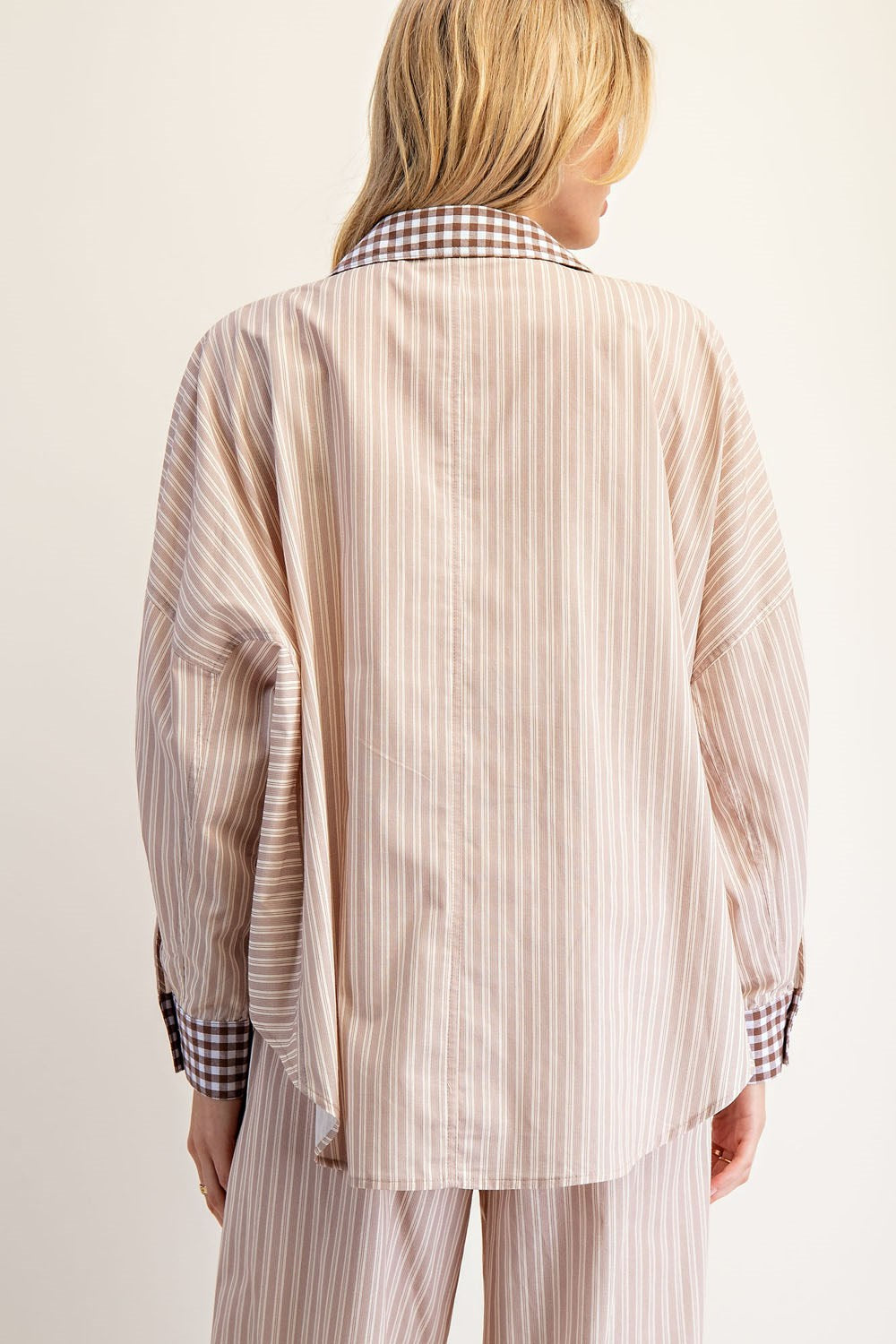 Striped Leapord Applique Button Down