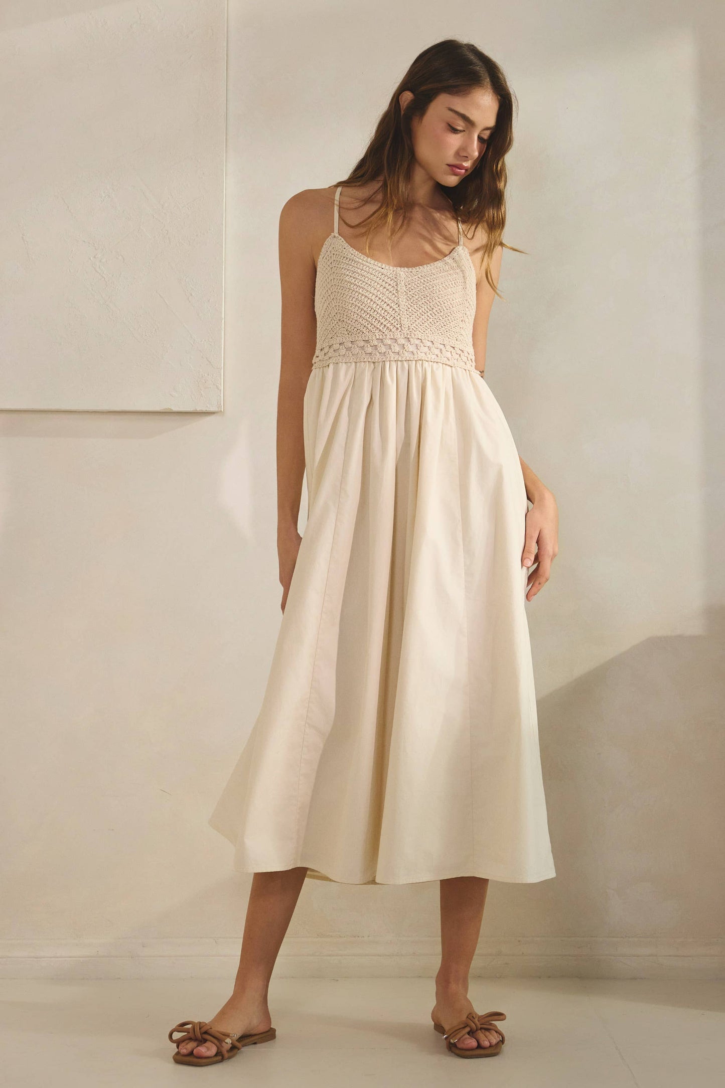 Haze Crochet Knit Contrast Midi Dress