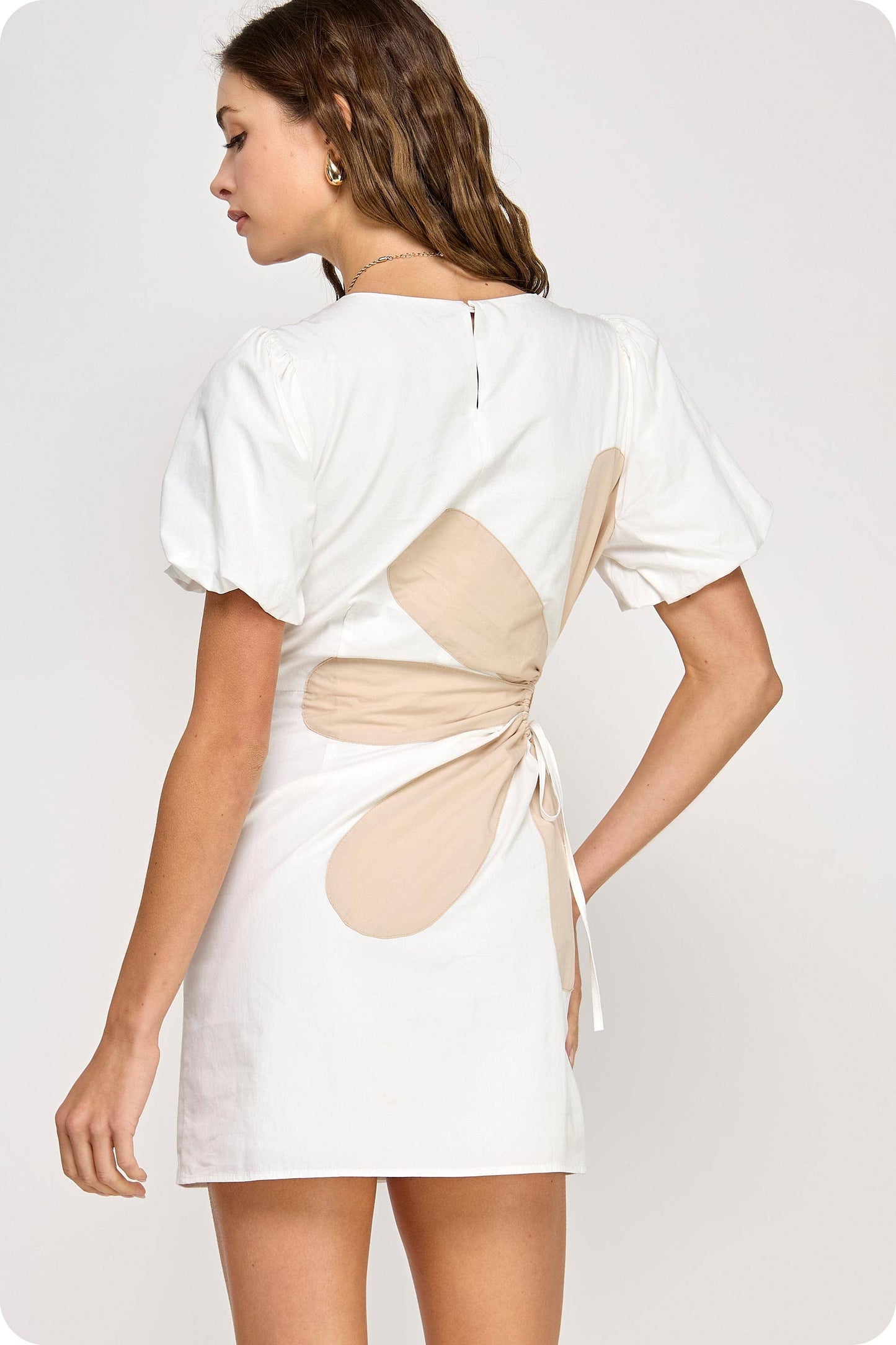 Side Cut-Out Flower Detail Mini Dress