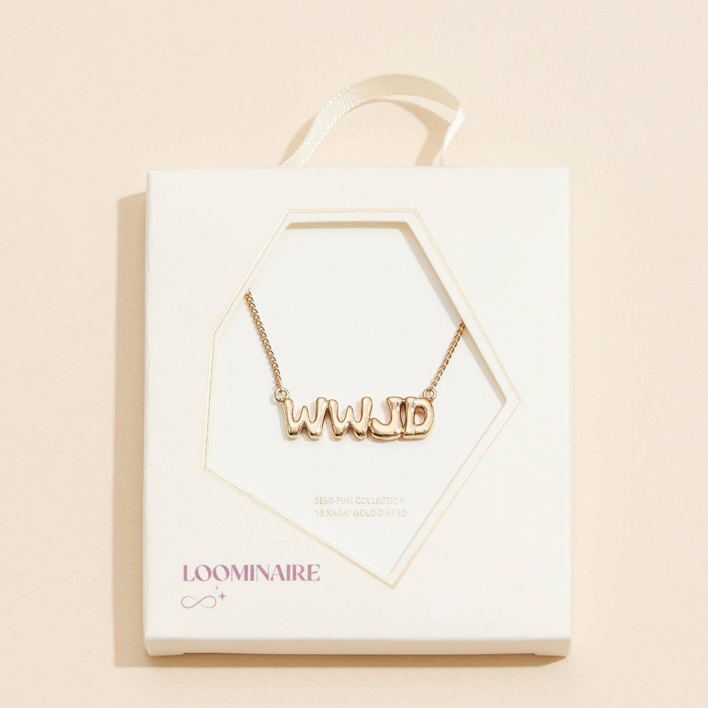 WWJD What Would Jesus Do 18K Gold Necklace: White Gold