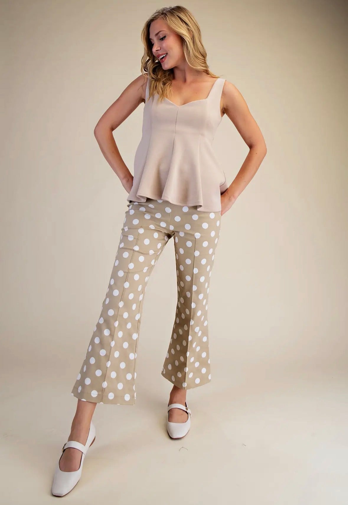 Flare Crop Polka Dot Pants