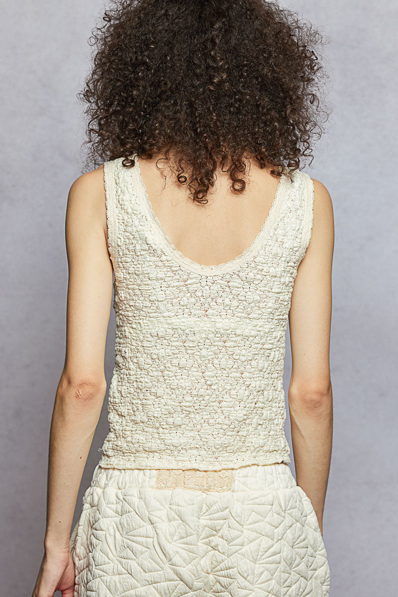Textured Rib V Neck Tank