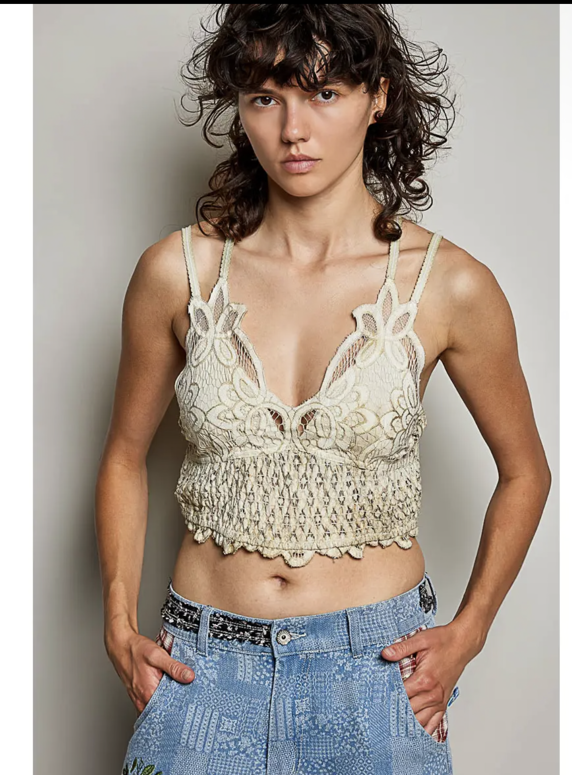 Lace Crochet Bodice Smock Band
Cross Strap Bralette Top