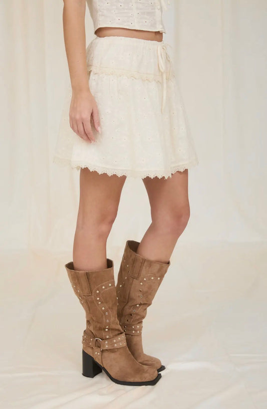Lace Trim Tie Skirt